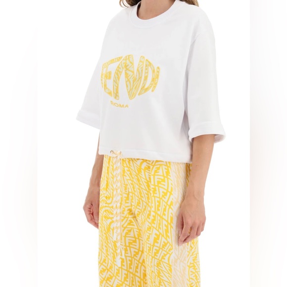 Fendi Logo Embroidered Cropped Sweatshirt - Picture 2 of 12